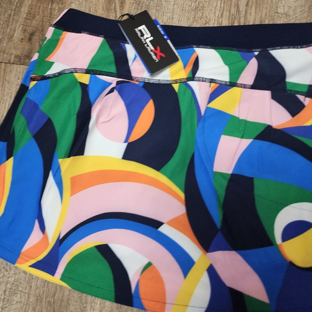 🌷Ralph Lauren 15" Print Performance Skort Riviera Abstract Women's Size Medium - Picture 3 of 11